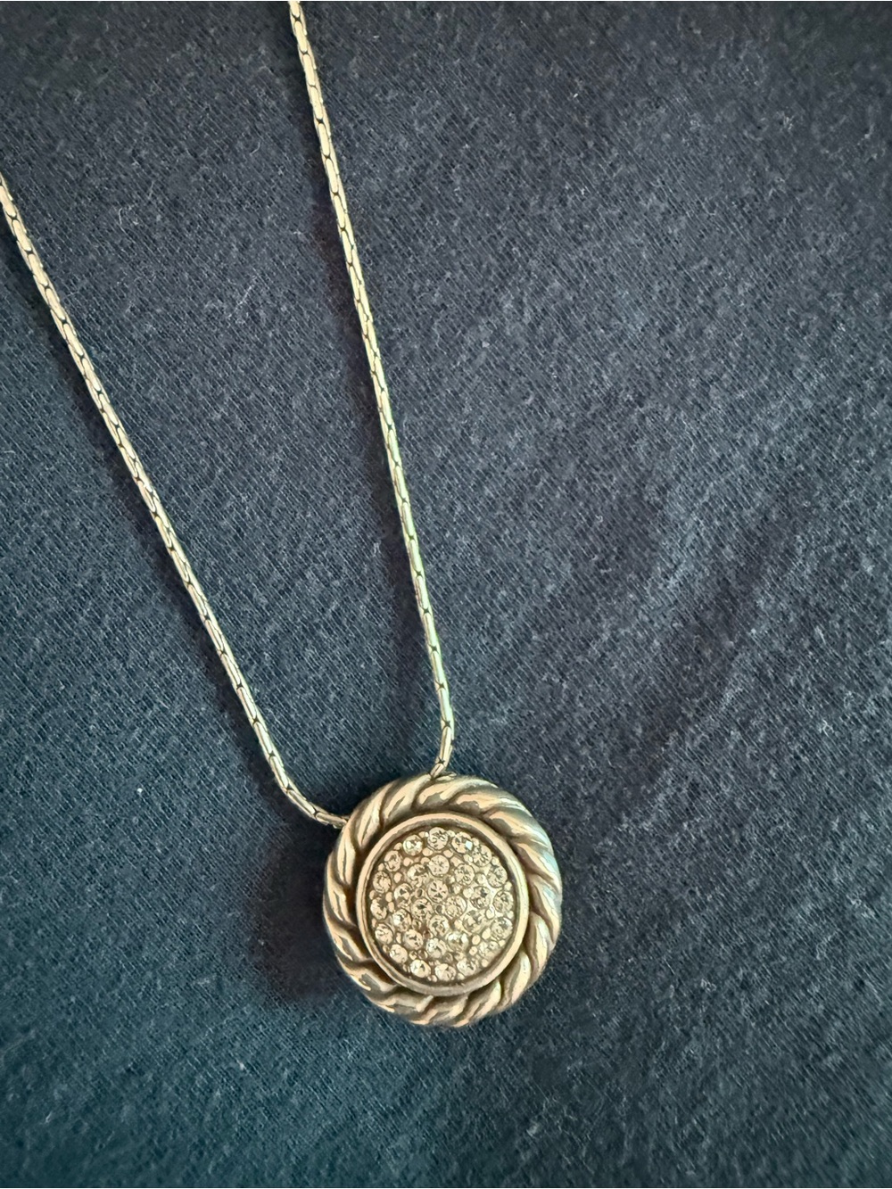 Brighton Necklace Pave Crystal Round Pendant Necklace in Silver - Women Jewelry